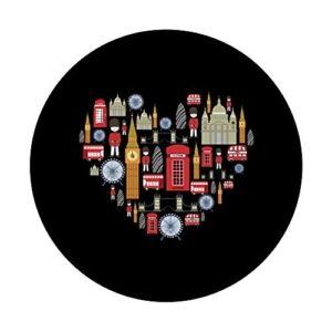 London Icons In Heart - London Souvenir PopSockets Swappable PopGrip