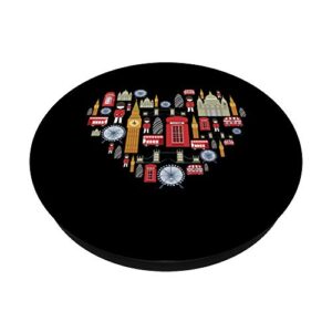 London Icons In Heart - London Souvenir PopSockets Swappable PopGrip