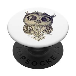 sweet vintage owl looking you with full of love big eyes popsockets popgrip: swappable grip for phones & tablets