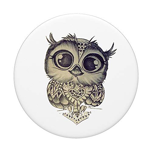 Sweet vintage owl looking you with full of love big eyes PopSockets PopGrip: Swappable Grip for Phones & Tablets