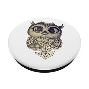 Sweet vintage owl looking you with full of love big eyes PopSockets PopGrip: Swappable Grip for Phones & Tablets
