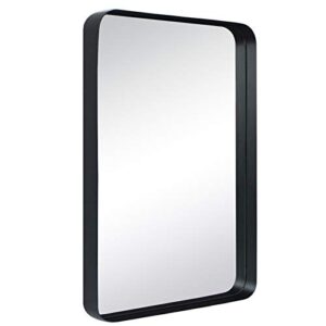 tehome 20x30 black metal framed bathroom mirror for wall in stainless steel rounded rectangular bathroom vanity mirrors wall mounted