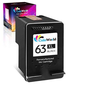 coloworld remanufactured ink cartridge replacement for hp 63xl 63 xl work with envy 4520 3634 officejet 3830 3831 5252 4650 5258 5255 deskjet 3636 3630 1112 1110 3637 3639 printer (1 black)
