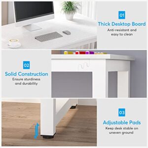 Tribesigns 78 Inches Computer Desk, Extra Large Two Person Office Desk with Shelf, Double Workstation Desk for Home Office(White)