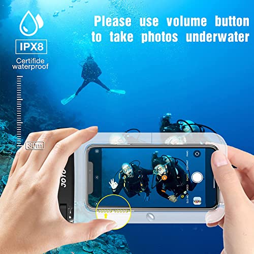 JOTO 6 Pack Universal Waterproof Phone Holder Pouch, IPX8 Underwater Case Cell Phone Dry Bag for iPhone 14 13 12 11 Pro Max Plus XS XR X 8 7, Galaxy S21 S20 S10 S9 Note Pixel Up to 7.0"-Clear