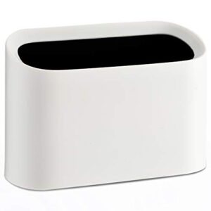 subekyu 0.4 gal mini countertop trash can, small desktop garbage can for office, tiny wastebasket, plastic, white