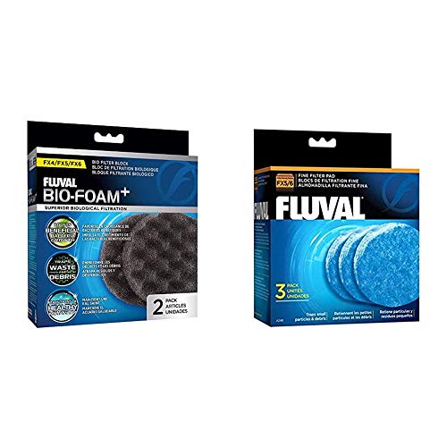 Fluval FX4/FX5/FX6 Aquarium Filter Media Bundle, Bio-Foam and Fine Filter Pad, Replacement Filter Media