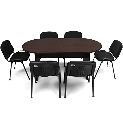 Tangkula Conference Table, 69W X 35D Boat Shaped Meeting Table with Rectangle Panel Base, Perfect for Office Meeting Room Conference Room (Espresso)