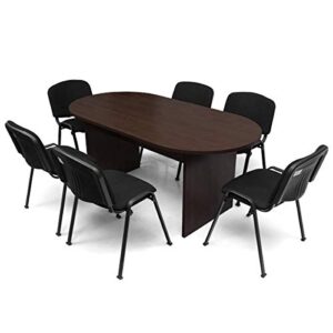 Tangkula Conference Table, 69W X 35D Boat Shaped Meeting Table with Rectangle Panel Base, Perfect for Office Meeting Room Conference Room (Espresso)