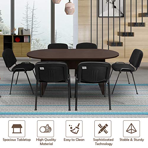 Tangkula Conference Table, 69W X 35D Boat Shaped Meeting Table with Rectangle Panel Base, Perfect for Office Meeting Room Conference Room (Espresso)