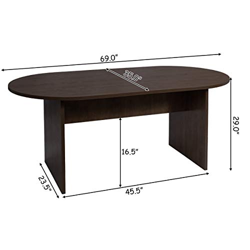 Tangkula Conference Table, 69W X 35D Boat Shaped Meeting Table with Rectangle Panel Base, Perfect for Office Meeting Room Conference Room (Espresso)