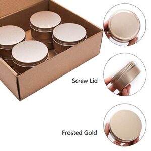 LIYAR 6 Oz Aluminum Metal Tin 18 Pack Can Tins Empty Screw Top Spice Tins Aluminum Containers with Lids(Frosted Gold)