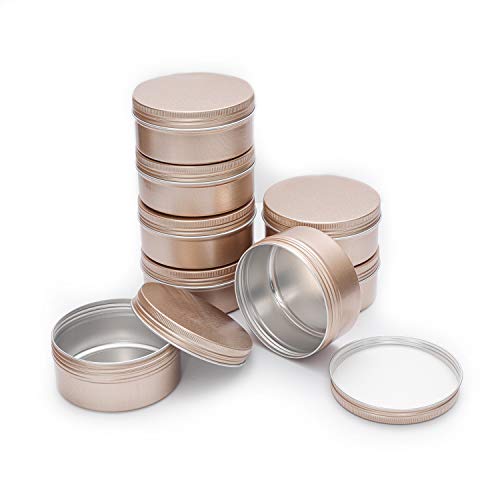 LIYAR 6 Oz Aluminum Metal Tin 18 Pack Can Tins Empty Screw Top Spice Tins Aluminum Containers with Lids(Frosted Gold)