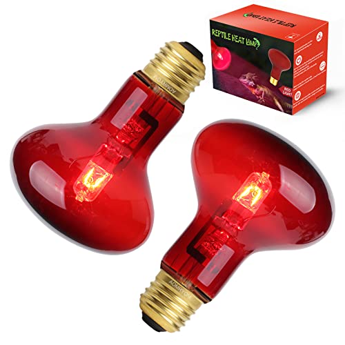 AOMRYOM 100W 2 Pack Infrared Heat Lamp Bulb Red Light Heat Bulbs for Pet Lizards Bearded Dragons Chameleons Snakes Reptiles & Amphibians