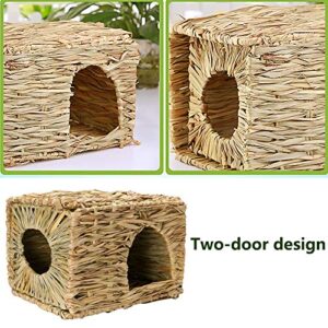 Tfwadmx Rabbit Grass House, Extra Large - Natural Hand Woven Seagrass Play Hay Bed, Hideaway Hut Toy for Bunny Hamster Guinea Pig Chinchilla Ferret