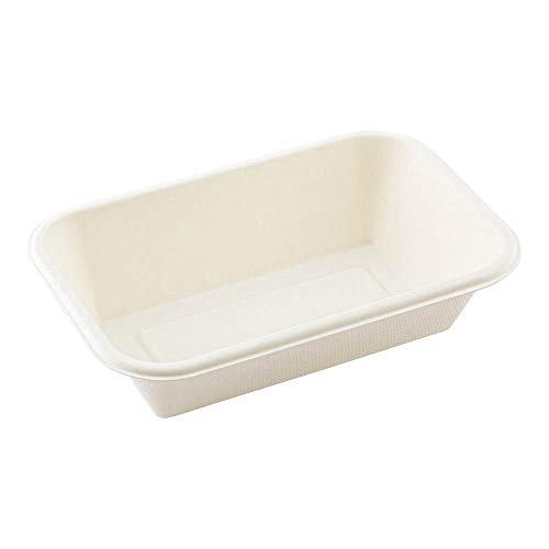 Restaurantware Pulp Tek 32 Ounce Bagasse Containers, 100 Biodegradable Compostable Trays - Grease Resistant, Reinforced Rim, White Bagasse Bagasse Take Out Trays, Mircowave Safe