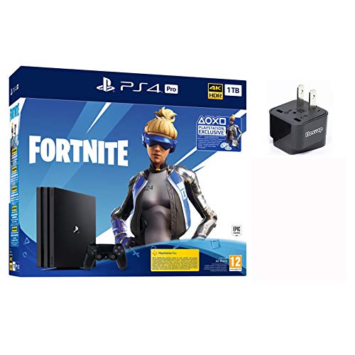 Playstation 4 Pro 1TB Euro Version+ Fortnite Deluxe Bundle US Edition, w/HESVAP US Adapter Product Name