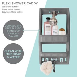 Bath Bliss Multi Hanging Option Shower Caddy | Over the Showerhead | Adhesive Backing | Screw Mount | Organizer | Large Shampoo & Conditioner Bottle Holders | Razor & Loofah Hooks | Grey