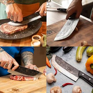 Daozi, Forged Cleaver Butcher Knife, 7.9-in High Carbon Steel Blade, Handmade Chinese Traditional Knife,Best for Chopping, Slicing, Cutting Meat,Fish,Ham