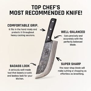 Daozi, Forged Cleaver Butcher Knife, 7.9-in High Carbon Steel Blade, Handmade Chinese Traditional Knife,Best for Chopping, Slicing, Cutting Meat,Fish,Ham