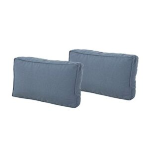 christopher knight home yvonne rectanglular water resistant 12"x20" lumbar pillows (set of 2), blue