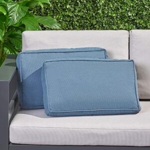 Christopher Knight Home Yvonne Rectanglular Water Resistant 12"x20" Lumbar Pillows (Set of 2), Blue