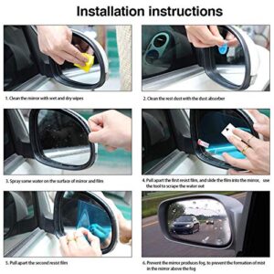 12Pcs Car Rearview Mirror Film, LeeLoon Anti Fog Anti Glare Anti Scratch Anti Mis Rainproof Waterproof HD Nano Clear Protective Sticker Film for Car Mirrors, Side Windows, Safe Driving