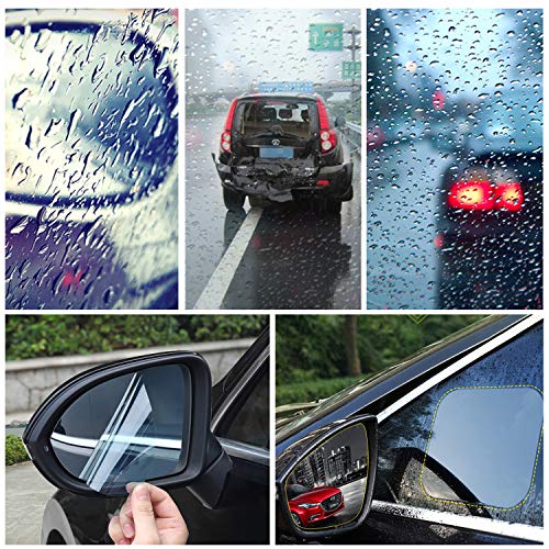 12Pcs Car Rearview Mirror Film, LeeLoon Anti Fog Anti Glare Anti Scratch Anti Mis Rainproof Waterproof HD Nano Clear Protective Sticker Film for Car Mirrors, Side Windows, Safe Driving