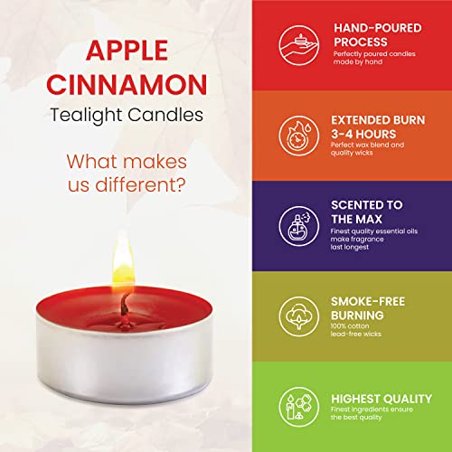 Apple Cinnamon Candles Fall Candles Tea Lights Candles - 30 Pack Fall Candle Cinnamon Candle Apple Candle - 3-4 Hour Burn Time Tea Candles