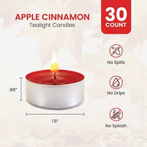 Apple Cinnamon Candles Fall Candles Tea Lights Candles - 30 Pack Fall Candle Cinnamon Candle Apple Candle - 3-4 Hour Burn Time Tea Candles