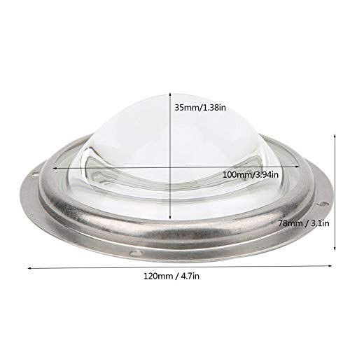 Condenser Lens LED Lens Optical Glass 100mm/3.94in Beam Angle 60° Aspheric Waterproof Rubber Circle with Fixed Bracket for 20-200W LED