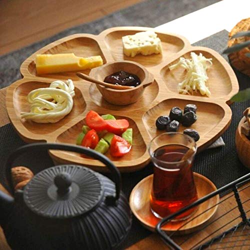 12.6 Inches Premium Bamboo Kitchen Serving Tray – 100% Handmade Crafted Platter – for Parties, Dinners, Holidays – New Sleek Design – Eco-Friendly All-Natural Vegan Wooden Platter - Food Tray