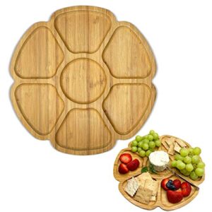12.6 inches premium bamboo kitchen serving tray – 100% handmade crafted platter – for parties, dinners, holidays – new sleek design – eco-friendly all-natural vegan wooden platter - food tray