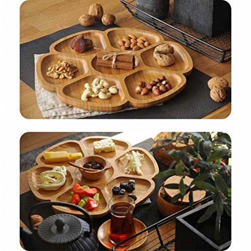 12.6 Inches Premium Bamboo Kitchen Serving Tray – 100% Handmade Crafted Platter – for Parties, Dinners, Holidays – New Sleek Design – Eco-Friendly All-Natural Vegan Wooden Platter - Food Tray