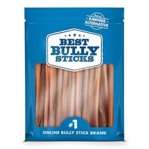 best bully sticks 6 inch all-natural bully sticks for dogs - 6” fully digestible, 100% grass-fed beef, grain and rawhide free | 15 pack