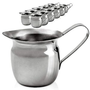 [12 pack] 3 oz creamer pitcher - stainless steel bell creamers, mini cup container for serving milk, coffee cream, salad dressing, maple syrup, sugar, espresso machine for restaurant, cafes, home used