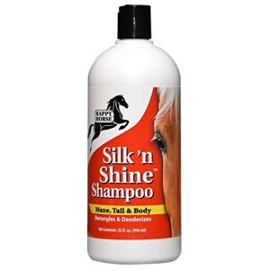 happy horse shampoo, silk 'n shine mane, tail & body shampoo for silky & manageable hair, 32oz