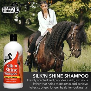Happy Horse Shampoo, Silk 'n Shine Mane, Tail & Body Shampoo for Silky & Manageable Hair, 32oz