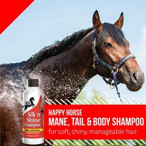 Happy Horse Shampoo, Silk 'n Shine Mane, Tail & Body Shampoo for Silky & Manageable Hair, 32oz