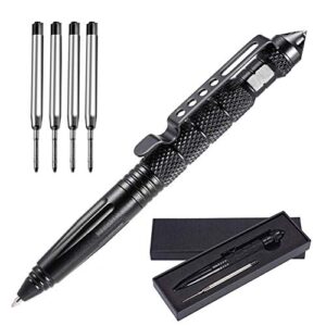 holoras tactical pen aluminum self defense pen with 4 ink refill, tactical ballpoint pen for emergency glass breaker and smooth writing