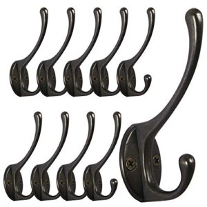 dseap coat hooks wall mounted, pack of 10, metal hooks for hanging, bronze
