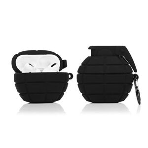 lewote airpods pro silicone case funny cute cover compatible for apple airpods pro[cool interesting series][best gift for kids friends boys girls] (grenade black)