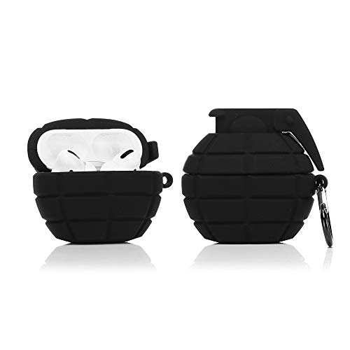 LEWOTE Airpods Pro Silicone Case Funny Cute Cover Compatible for Apple Airpods Pro[Cool Interesting Series][Best Gift for Kids Friends Boys Girls] (Grenade Black)