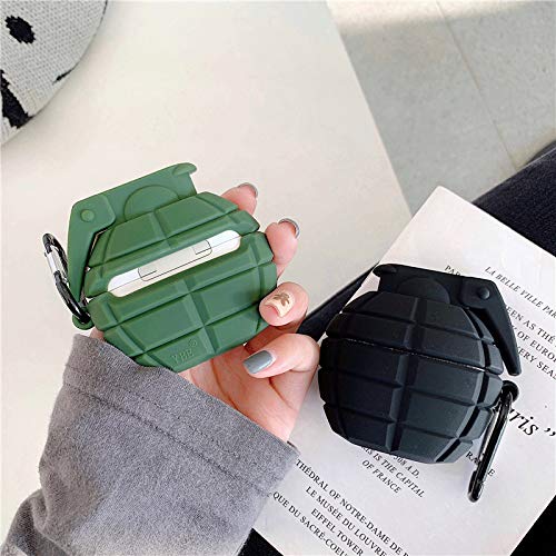 LEWOTE Airpods Pro Silicone Case Funny Cute Cover Compatible for Apple Airpods Pro[Cool Interesting Series][Best Gift for Kids Friends Boys Girls] (Grenade Black)