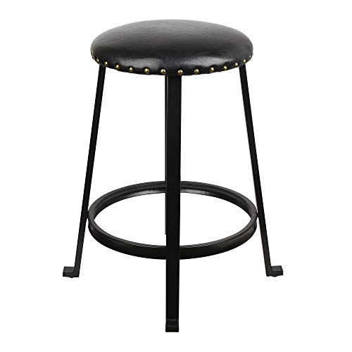 GIA 24-Inch Studded Backless Counter Height Stool, Set of 2, Black