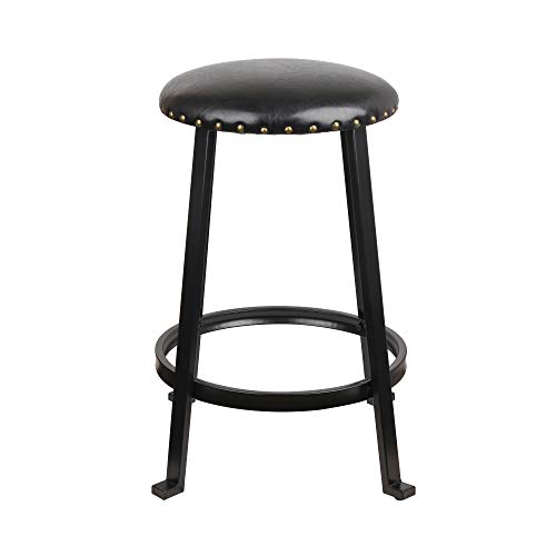 GIA 24-Inch Studded Backless Counter Height Stool, Set of 2, Black
