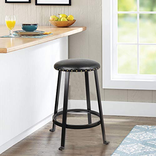 GIA 24-Inch Studded Backless Counter Height Stool, Set of 2, Black