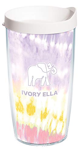 Tervis Made in USA Double Walled Ivory Ella Insulated Tumbler Cup Keeps Drinks Cold & Hot, 16oz, Tie Dye