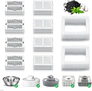 vindox pet fountain replacement filters, 8 cat fountain carbon filters and 2 foam pre-filters for cupcake ceramic pet fountain pet drinking fountain porcelain (8 packs)