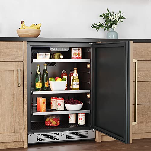 Avallon ABR241BLSS 24 Inch Wide 140 Can Energy Efficient Beverage Center with LED Lighting, Double Pane Glass, Touch Control Panel and Right Swing Door